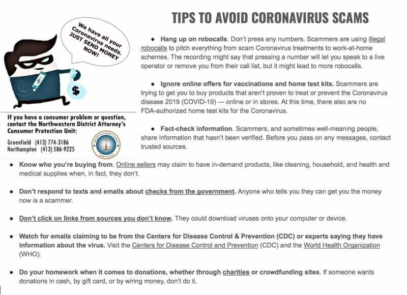 Coronavirus scam tips
