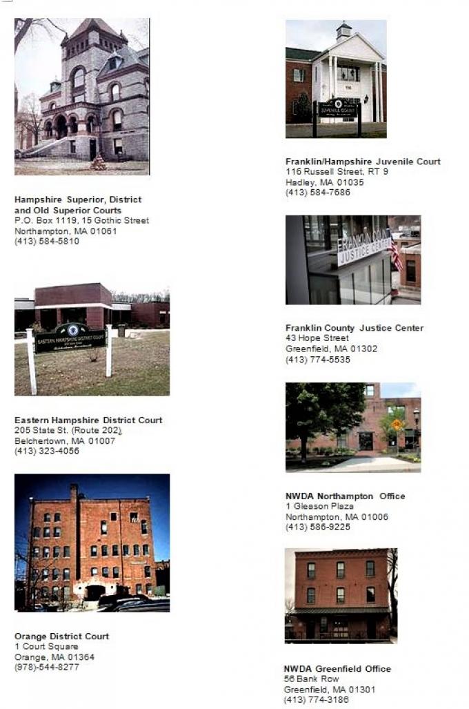 photo of area courthouses with phone numbers