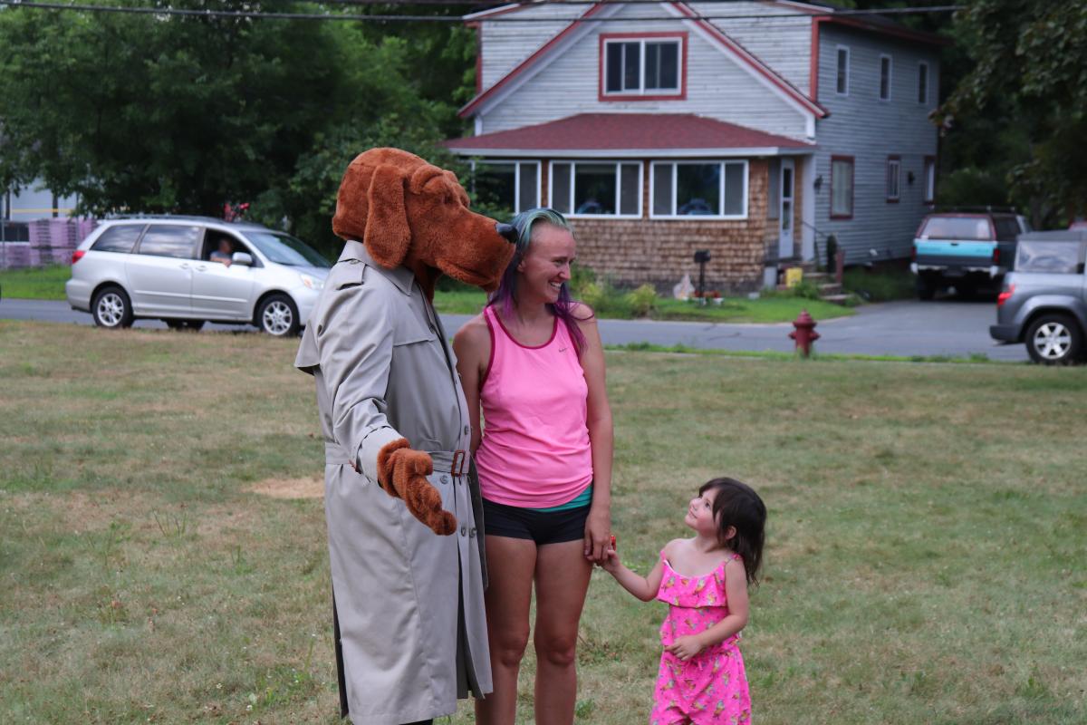 Children enjoyed meeting with McGruff the crime dog at the NNO event in Butterfield Park